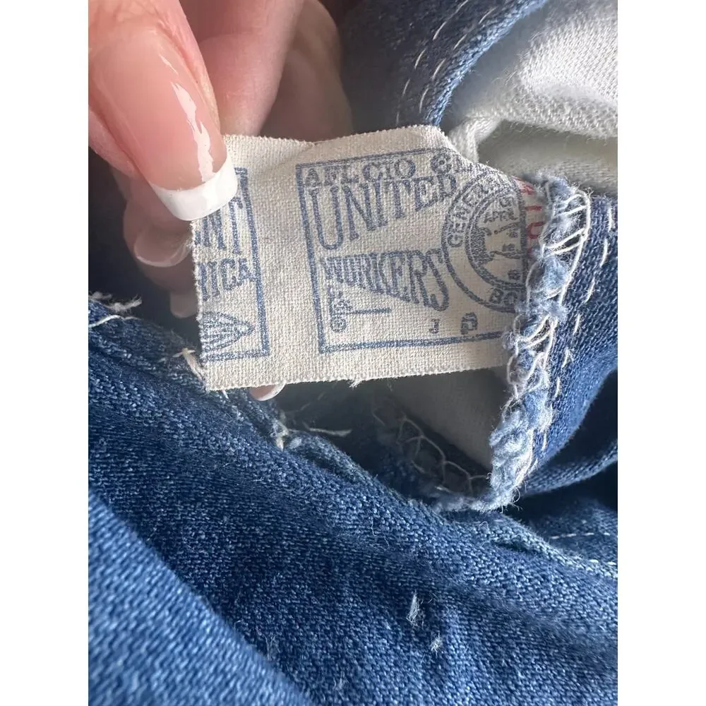 VTG OshKosh B’Gosh Girls Denim Jumper Blue Wide Leg Overalls USA Made Sz 6/7
